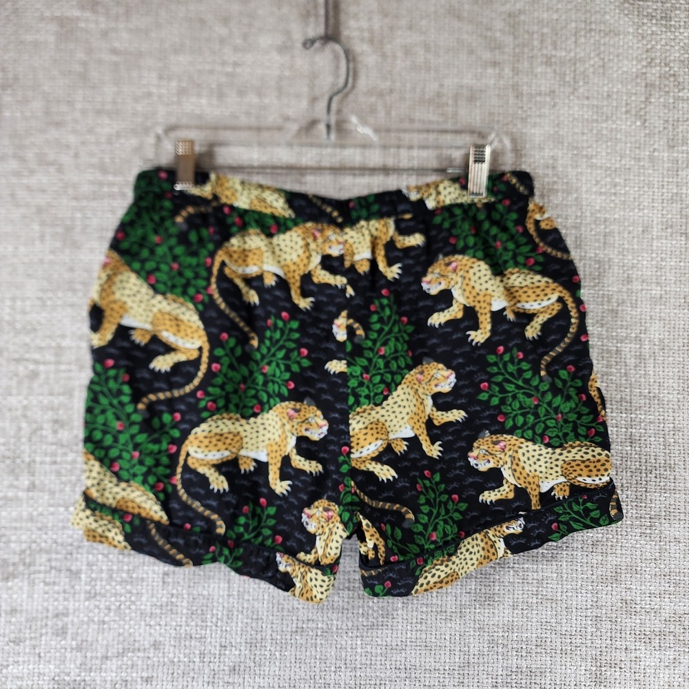 Print Fresh Bagheera Leopard Short Sleep Pajama Set Womens M Black Cotton Nice! - Picture 16 of 16